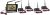 Wireless rear view camera system 7" screen incl. 4 cameras