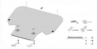 Sketch for skid plate engine for Audi A7