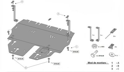 Sketch for skid plate Skoda Fabia 2015-2021