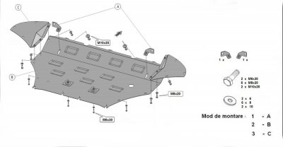 Exploded view skid plate gearbox Audi Q8 2018-