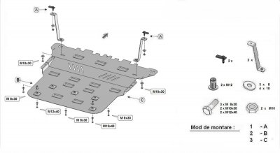 Sketch for skid plate Volkswagen Golf from 2020-