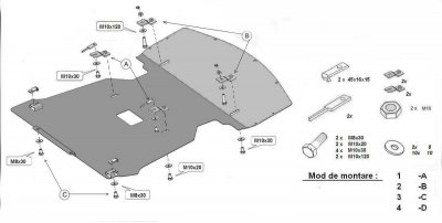 Sketch of skid plate for BMW 3 Series