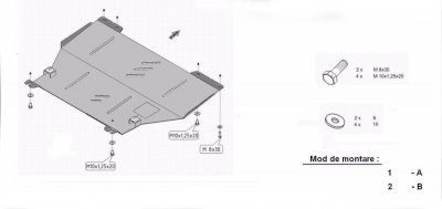 Assembly instructions for skid plate for Peugeot Bipper 1.4 Hdi (1521-1300)