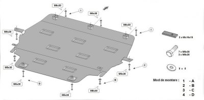Sketch of skid plate for Toyota Proace 1016