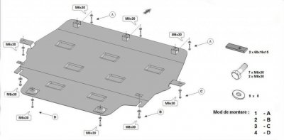 Assembly instructions for skid plate for Toyota Proace city (1533-1300)