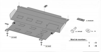 Exploded view of skid plate Toyota Aygo from 2014-2021