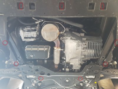 Mounting points for skid plate for Opel Combo