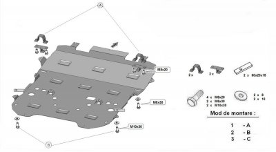 Skid plate for DS 7 from 2017 onwards