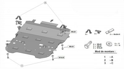 Exploded view for skid plate Peugeot 508 from 2019-