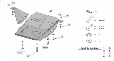 Exploded view of skid plate for Volkswagen Crafter (7528-1300)