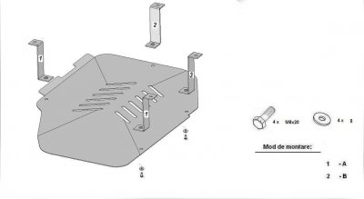 Exploded view of skid plate Dacia Dokker from 2012-