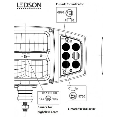 LEDSON LED plow light with full, dipped, position light &amp; turn signal | 80W | Glass with heating!