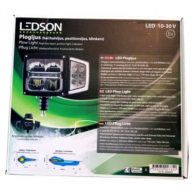 LEDSON LED plow light with full, dipped, position light &amp; turn signal | 80W | Glass with heating!