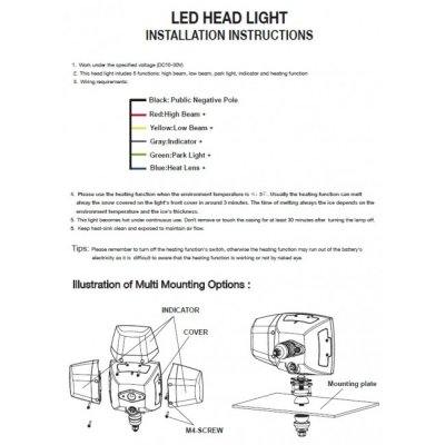 LEDSON LED plow light with full, dipped, position light &amp; turn signal | 80W | Glass with heating!