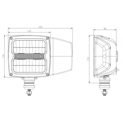 LEDSON LED plow light with full, dipped, position light &amp; turn signal | 80W | Glass with heating!