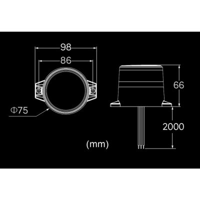 LEDSON Optoguard - Mini rotating LED warning light | Dimensions