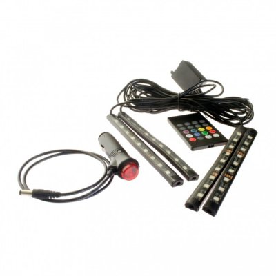 RGB LED strips, music-controlled interior lighting