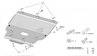 Skid plate Mercedes-Benz B class 2012-2017
