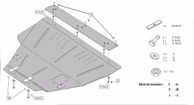 Assembly instructions for skid plate for Citroen berlingo (5705-1300)
