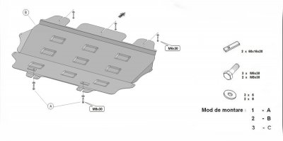 Exploded view skid plate Citroën DS5 2012-