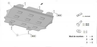 Skid plate Peugeot 308 from 2007-2013
