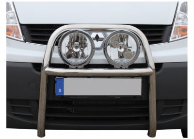 Stainless steel bull bar for 2 auxiliary lights for Opel Vivaro 2002-2014