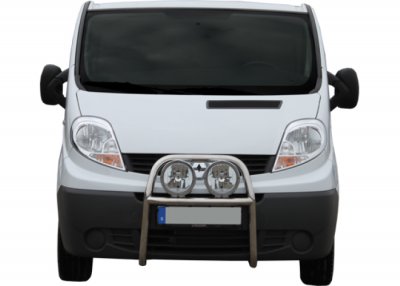 Stainless steel bull bar for 2 auxiliary lights for Opel Vivaro 2002-2014