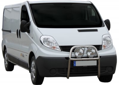 Stainless steel bull bar for 2 auxiliary lights for Opel Vivaro 2002-2014