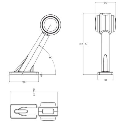 Side marking with rubber arm, white and red