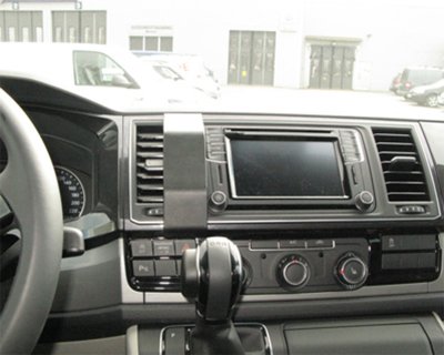 Mobile phone holder for VW Transporter T6 from 2016-2019 | Dashboard Premium WITH cover on the center compartment.