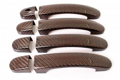 Door handles Volkswagen Touran from 2003-2015 - Red carbon fiber