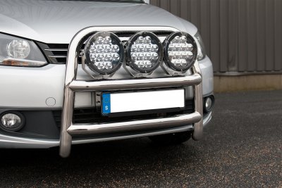 Stainless steel bull bar for 3 auxiliary lights for VW Caddy 2010-2015