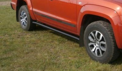 Stainless steel side bars with matte black powder coating for VW Amarok from 2011-