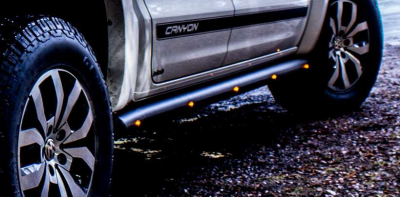 Stainless steel side bars with matte black powder coating for VW Amarok from 2011-