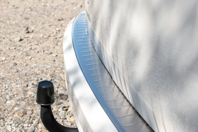 Rear guard in brushed stainless steel for VW Caddy