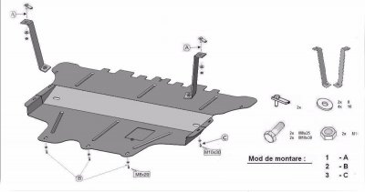Sketch for skid plate Seat Leon from 2013-2019