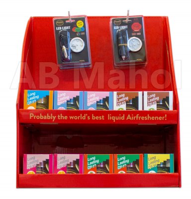 Poppy stand - Two levels and two hangers. Placement: Shop counter