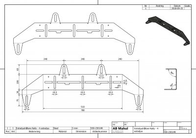 Rally auxiliary light bracket for 4, 5 or 6 auxiliary lights (240 mm)