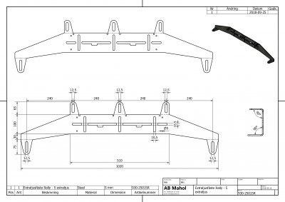 Rally auxiliary light bracket for 4, 5 or 6 auxiliary lights (240 mm)