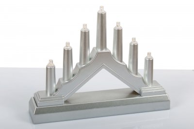 Advent candle holder Silver battery operated