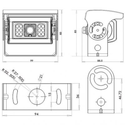 Rear view camera system 5-inch including 1 visor camera