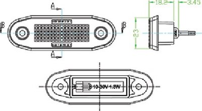 Boreman LED side marker light for recessed installation | 10-30V