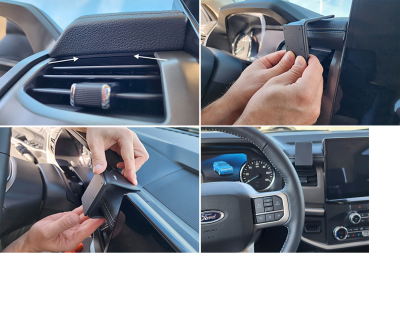 Installation of mobile phone holder for Ford F-150 Lightning from 2021-