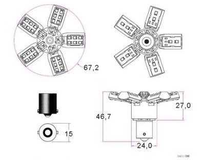 Diode lamp 12V 40xSMD 5-wing White BA15s