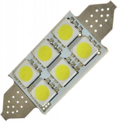Diode lamp 12V 6xSMD 42mm Xenon white Festoon/flashlight