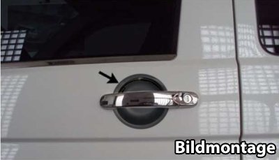 Door handle cups in Stainless Steel (Gun Metal Black) for VW Transporter T5 2003-2015