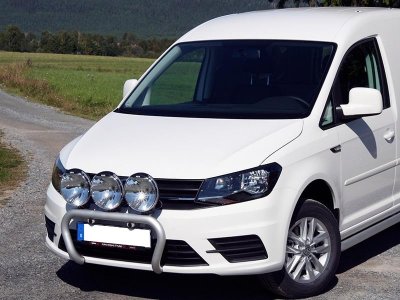 Aluminum bull bar for 3 extra lights for Volkswagen Caddy 2016-