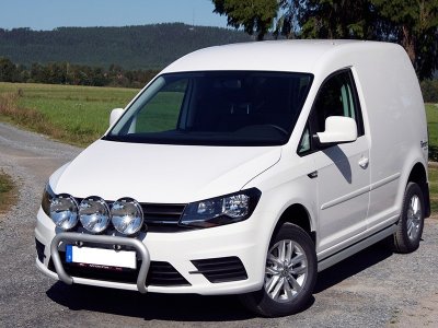 Aluminum bull bar for 3 extra lights for Volkswagen Caddy 2016-