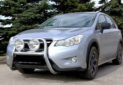 Stainless steel bull bar for 2 auxiliary lights for Subaru XV 2012-