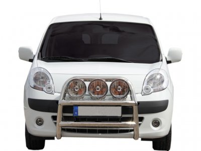 Stainless steel bull bar for 3 extra lights for Renault Kangoo 2008-2013